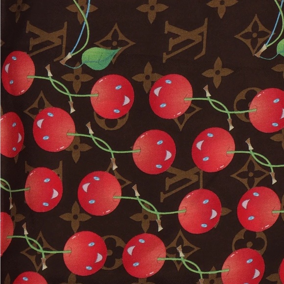 Authentic Louis Vuitton x Takashi Murakami 2005 Rare Cherry Silk Scarf +Box - Picture 4 of 5
